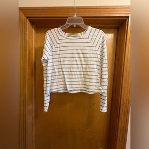 Hollister White Striped Crop Top